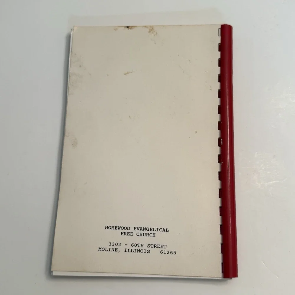 Homewood Evangelical Free Church Moline Illinois Cookbook Spiral Bound Recipes